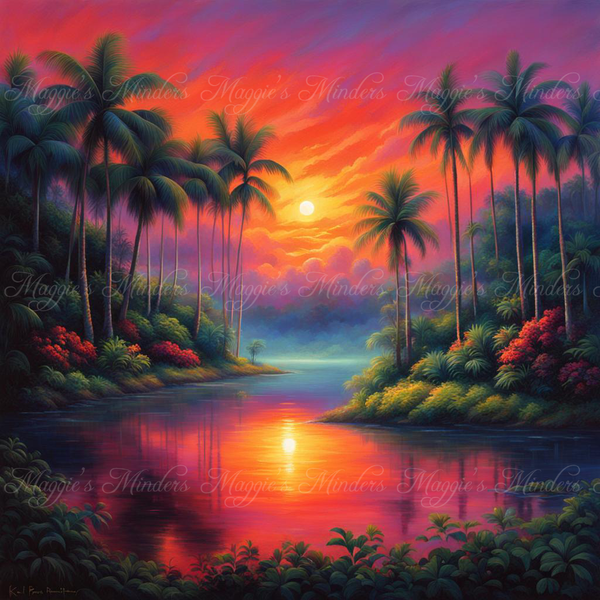 Tropical Serenity Full Coverage Cross Stitch Pattern