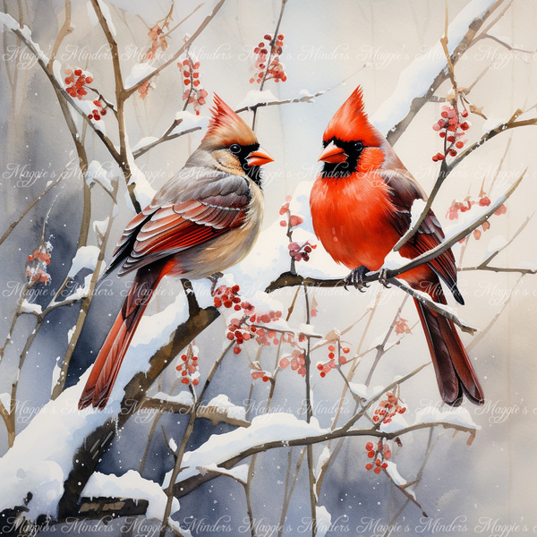 Winter Cardinals Full Coverage Cross Stitch Pattern