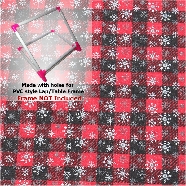 Glitter Christmas Snowflakes Plaid PVC Lap/Table Frame Grime Guard