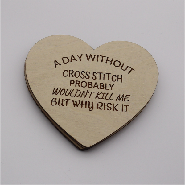 A Day Without Cross Stitch Engraved Wooden Needle Case/Box