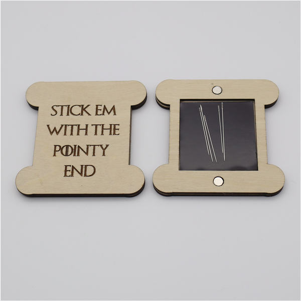 Stick 'em with the Pointy End Engraved Wooden Needle Case/Box