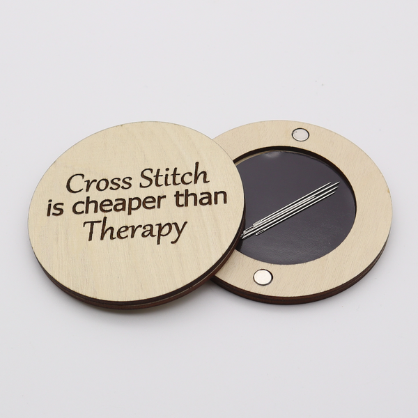 Cross Stitch is Cheaper than Therapy Engraved Wooden Needle Case/Box