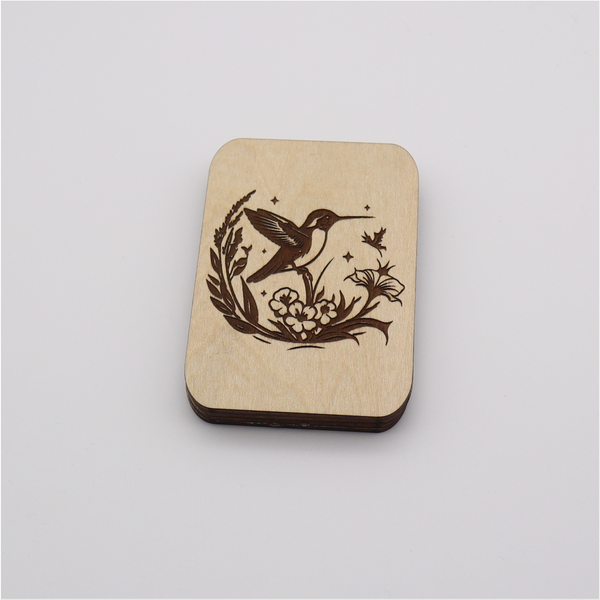 Hummingbird Engraved Wooden Needle Case/Box