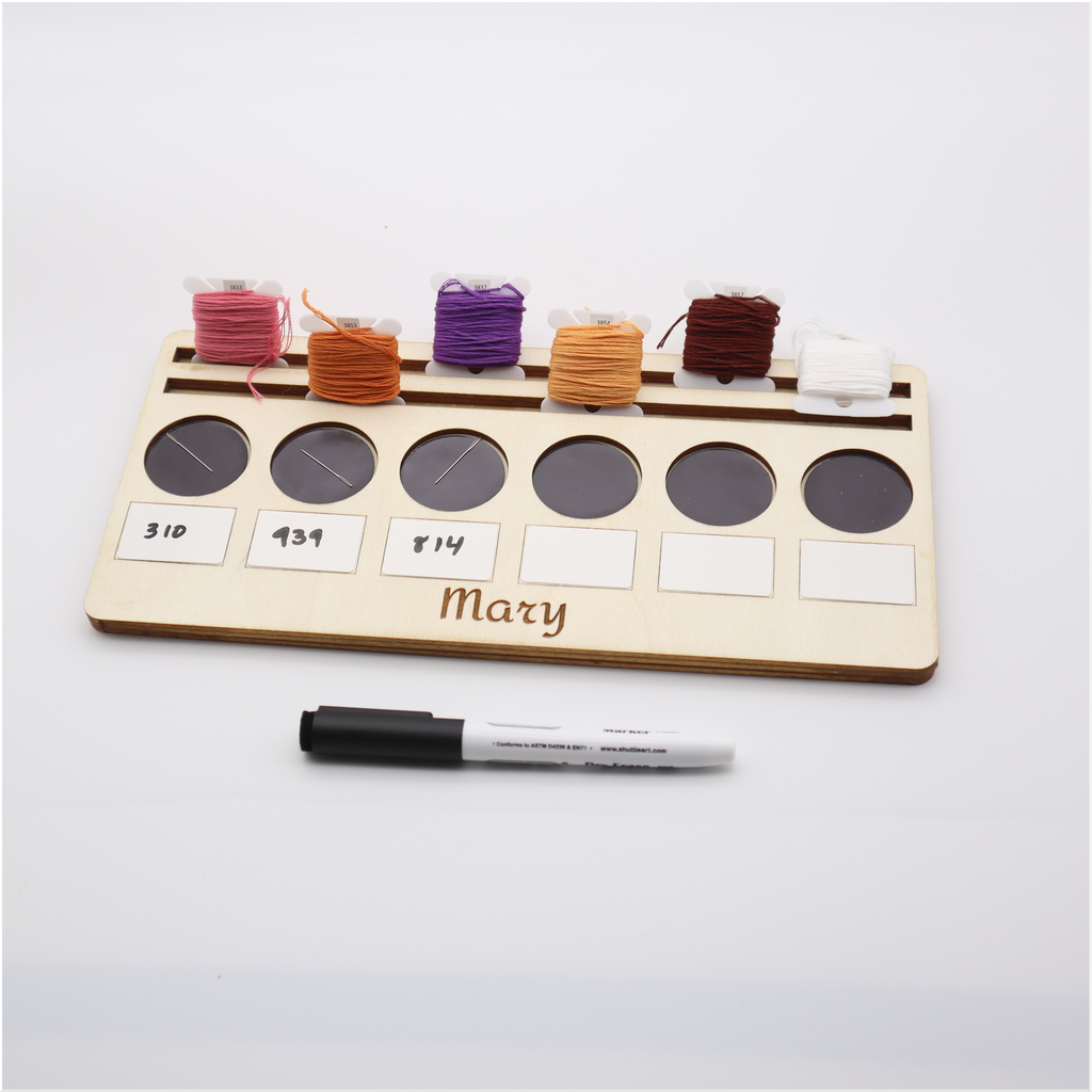 Engraved Wooden Stitching Tray | Tool Tray | Floss Bobbin Stand | Cross Stitch Needle Holder | Stitching Organizer | Personalized