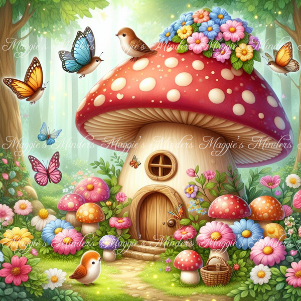 Mushroom Fairy House Full Coverage Cross Stitch Pattern