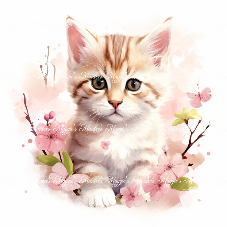 Spring Kitten Full Coverage Cross Stitch Pattern