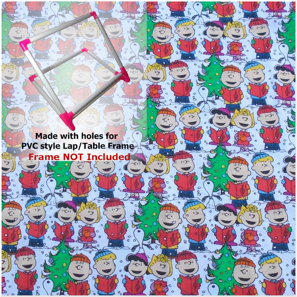 PVC Lap/Table Frame Grime Guard made with Peanuts Carolers Fabric