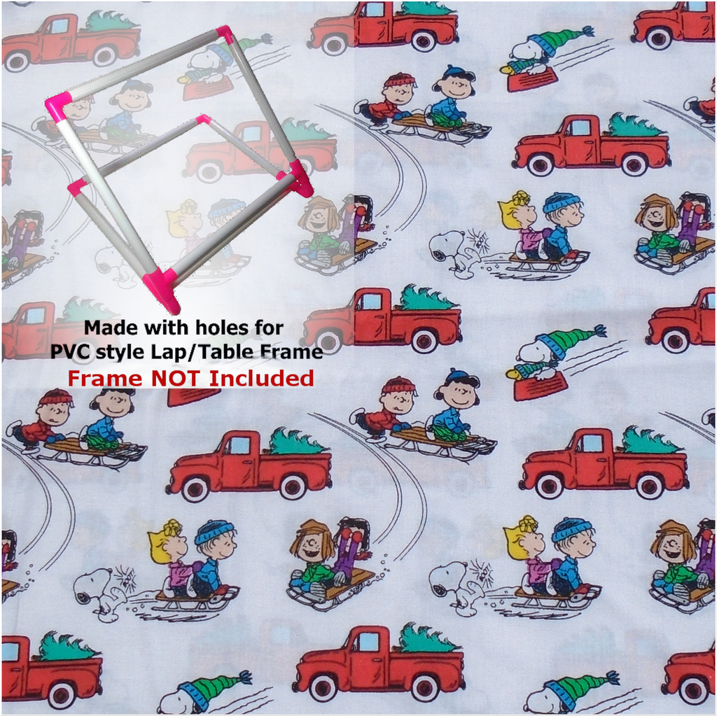 PVC Lap/Table Frame Grime Guard made with Peanuts Sledding Fabric